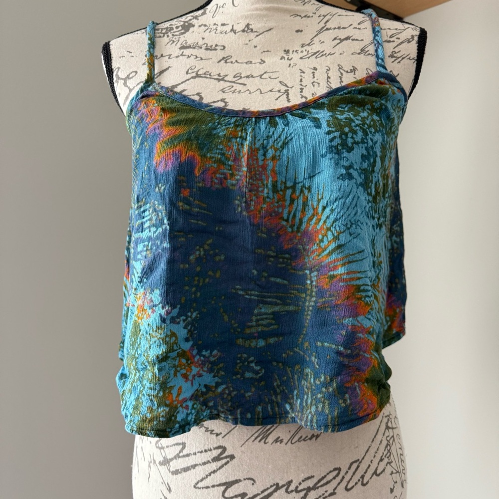 Mossimo Tank - Drape-style Boho half top - teal orange navy purple green